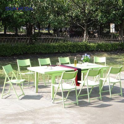 Patio Modern Outdoor Green Aluminum Dining Table Set