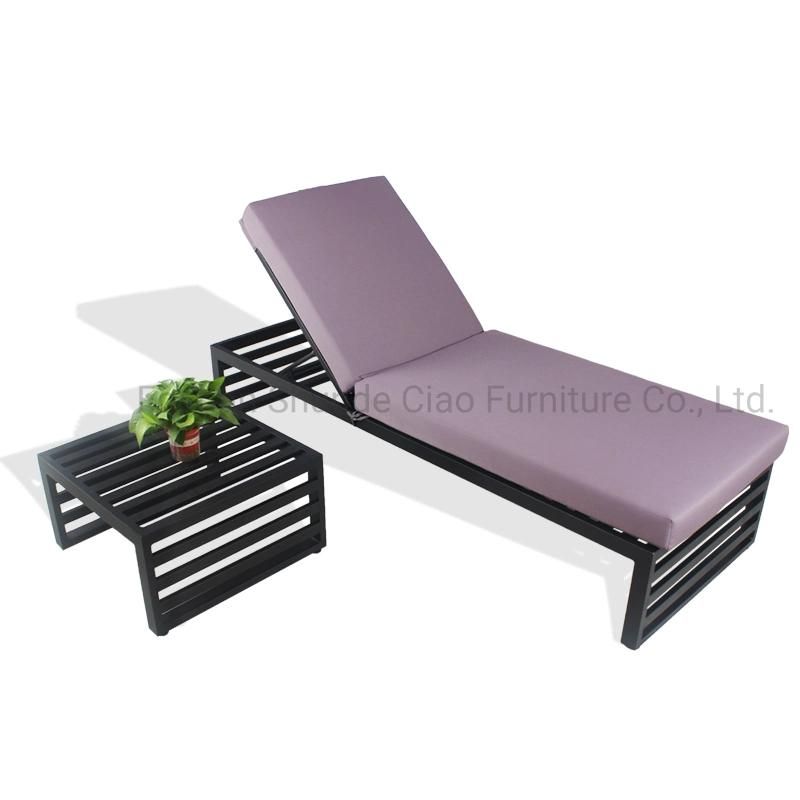 Aluminium Chaise Lounger with Cushion Leisure Lounger Adjustable UV Resistant Lounger Chair