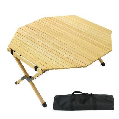Egg Roll Structure Camping Folding Wooden Table
