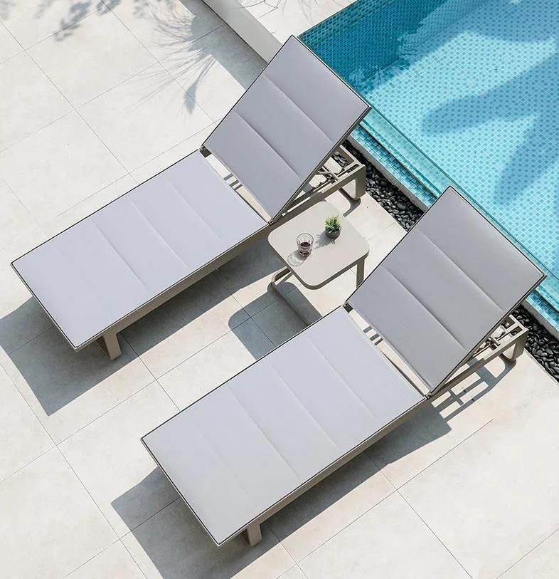 Modern Sun Swimming Pool Lounge Chairs Furniture with Ottoman Outdoor Garden Leisure Chaise Lounge