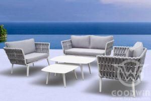 New Material Wholesale Outdoor Furniture Al Frame Wave Rope Sofa Set