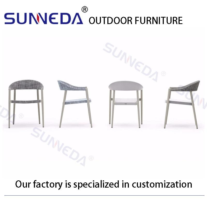 Outdoor Stackable Leisure Handrail Wrapped with Teslin Mesh Chair Set