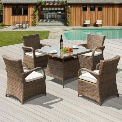 Waterproof Fabric Top Patio Sofa Furniture Teak Wood Outdoor Furniture