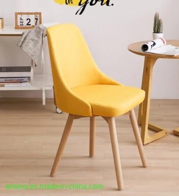 Wooden Leg Upholstered Fabric Luxury Chair Fabric Upholstered Stack Dining Chair French Dining Chair