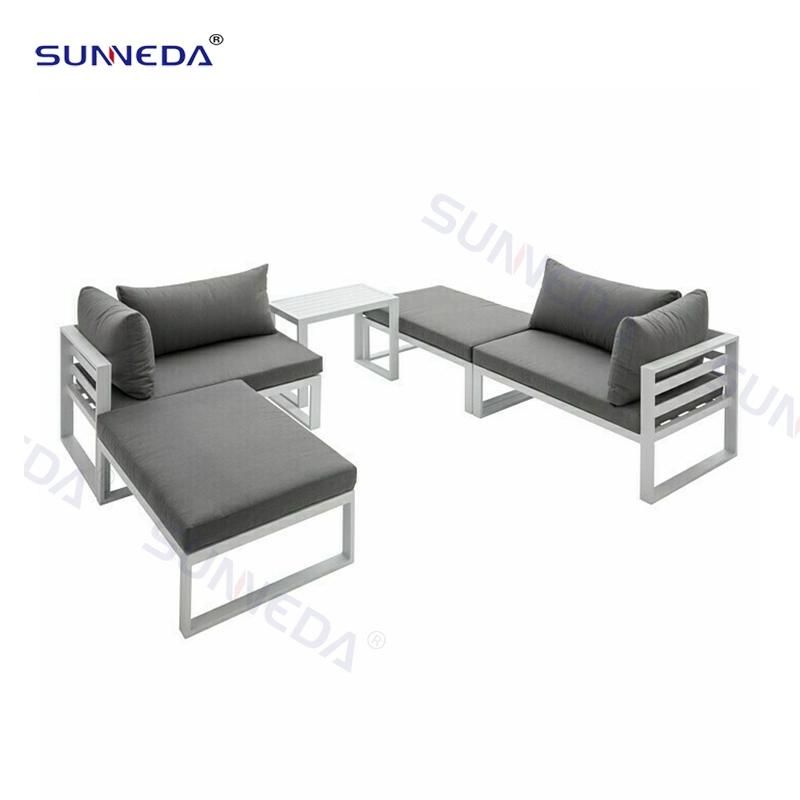 Modern Artistic Aluminum Frame Sofa Bed with Aluminum Table