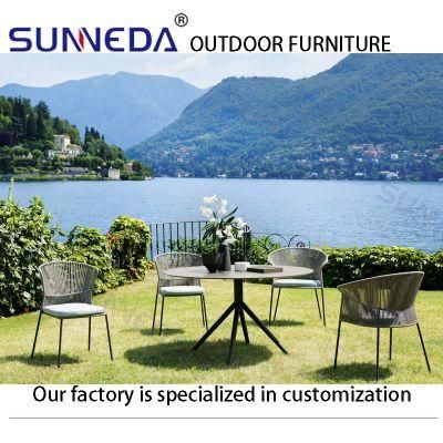 Outdoor Courtyard Woven Belt Minimalism Dining Garden Leisure Chair Furniture