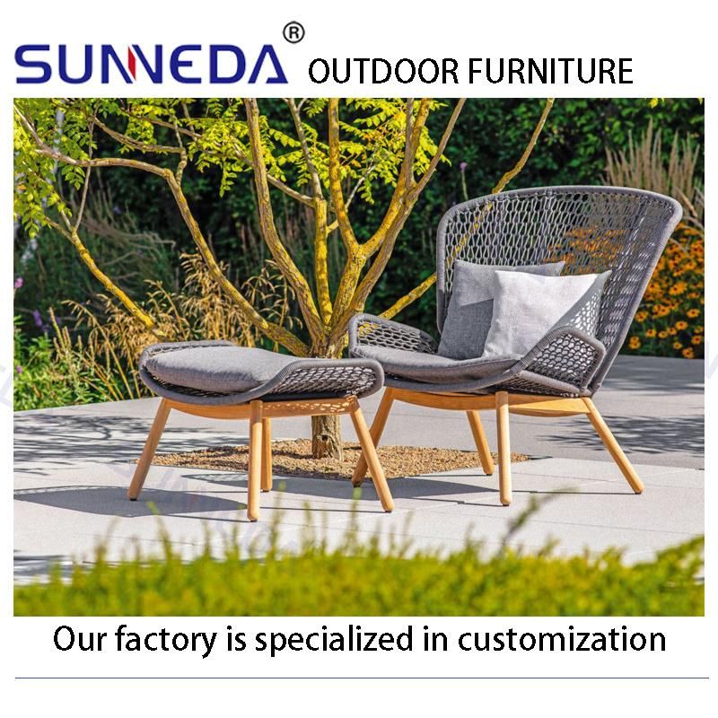 Single Back Outdoor Chair with Waterproof Cushion and Elegant Footstool