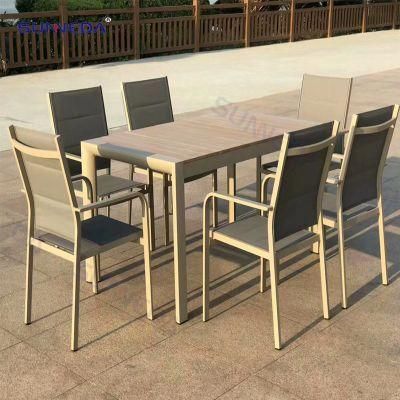 Patio Table and Chairs Set with Waterproof Stacked Aluminum Frames