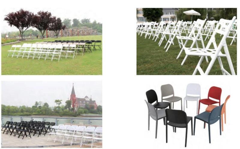 EU Standard White /Grey /Blue HDPE Plastic Folding Chair with Metal Frame for Outdoor/Indoor