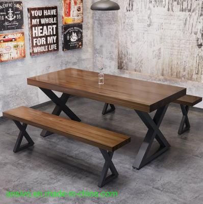 Rectangle Solid Wood Large Dining Room Dining Table Walnut Color Dining Table