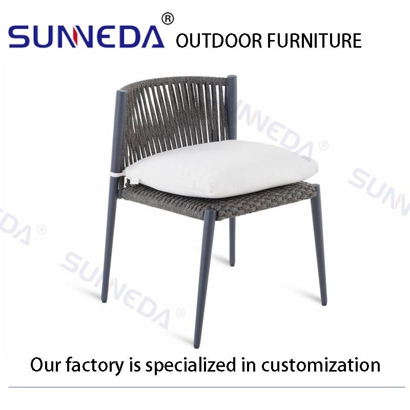 Garden Furniture Aluminum Round Outdoor Coffee Table with Stainless Steel Base