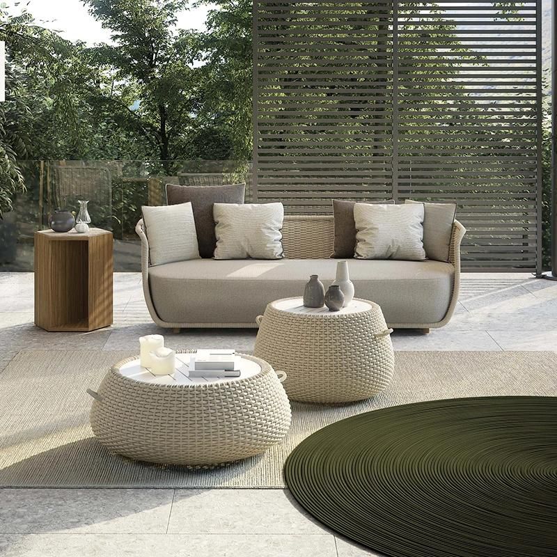 Nordic Outdoor Rattan Sofa Hotel Courtyard Villa Balcony Rope Chair Combination Furniture