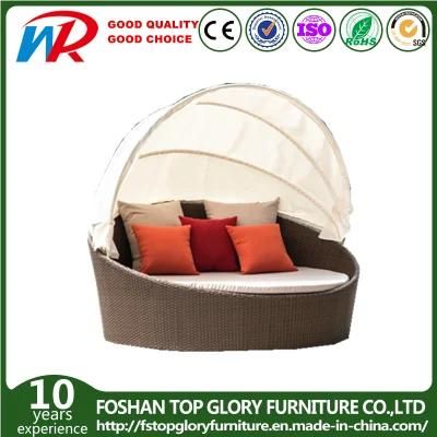 Modern Outdoor Garden Round Beach Lounger Aluminum Rattan Day Bed