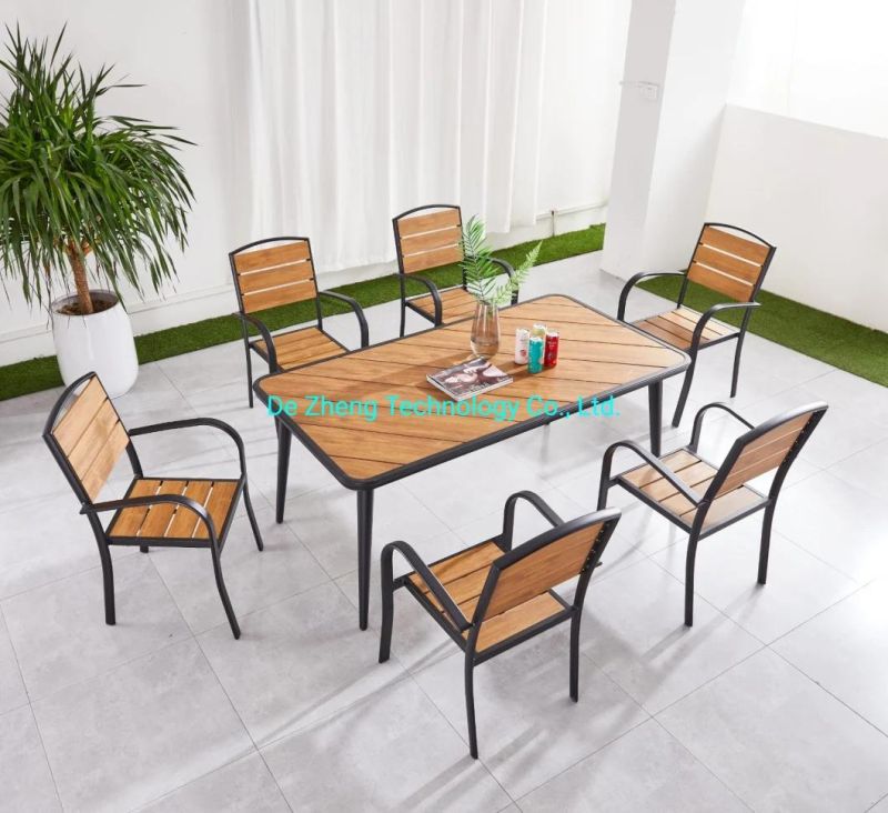 Modern Outdoor Stackable Wood Waterproof Garden Chairs Set for Restaurant