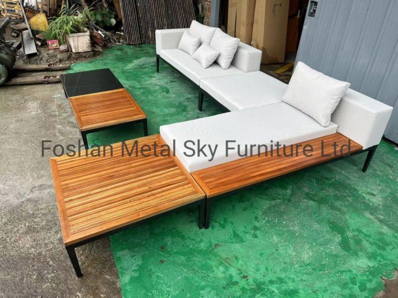 Outdoor Aluminum Garden Hotel Restaurant Villa Patio Teak Combination Wooden Sofa