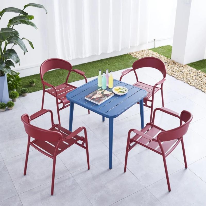 2021 New Design Aluminum Frame Stacking Metal Dining Armchair