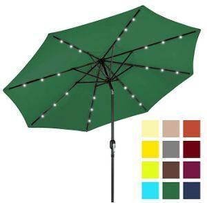 9FT Solar Powered LED Light Lighted Outdoor Garden Patio Umbrella