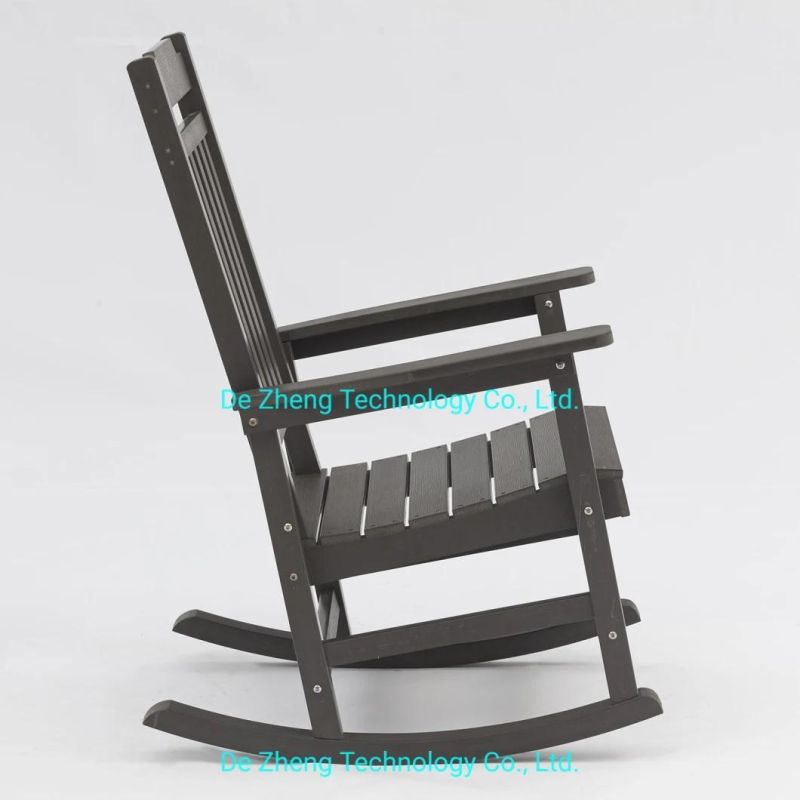 Modern Simple Waterproof Commercial Hotel Garden Resort Polywood Wooden Rocking Chair Outdoor Balcony Plastic Deck Chair for Courtyard and Villa