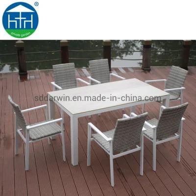 Patio Brush Aluminum Polywood Bar Table and Chair Outdoor Furniture Garden Set