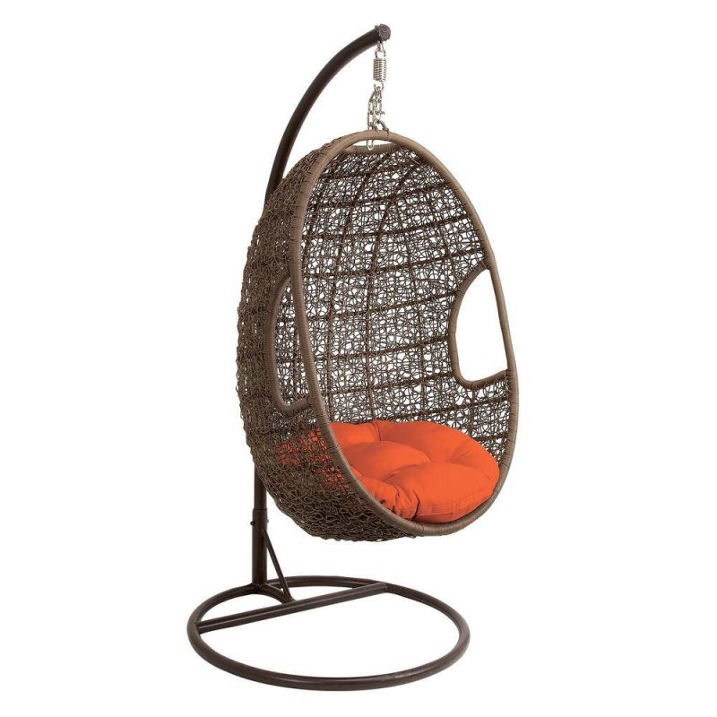 Sunny Daze Danielle Hanging Egg Chair Swing Resin Wicker Chair Basket Design Indoor or Outdoor Use Cushion Included