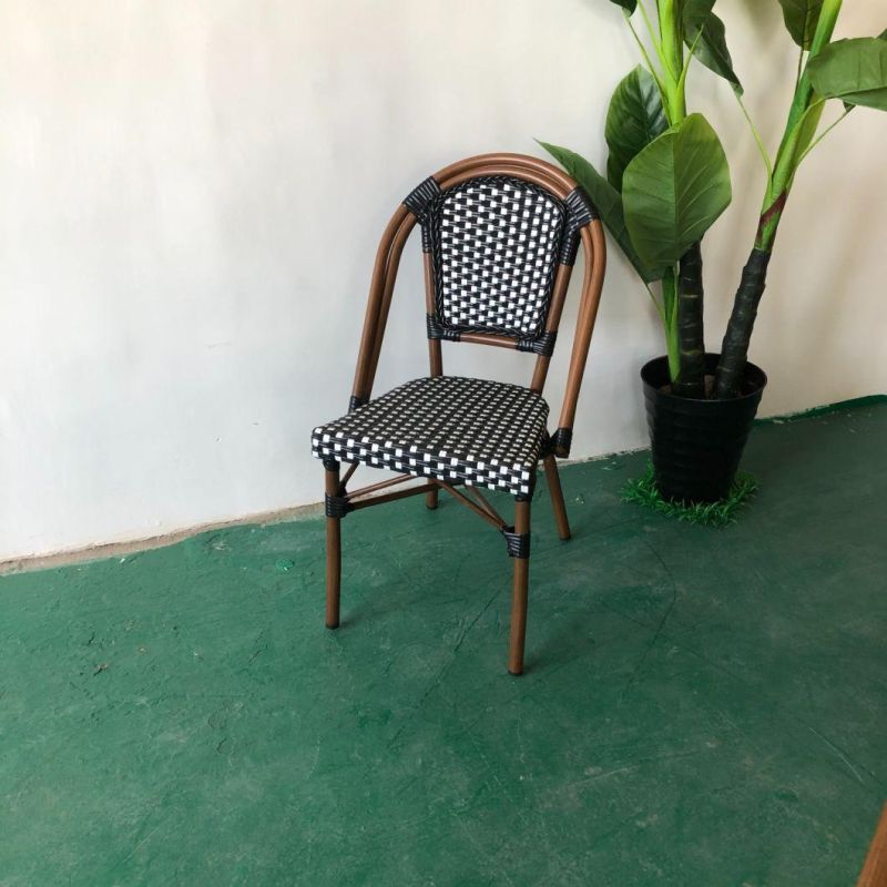 New Style Black and White Damask Flat Rattan Stackable Chair