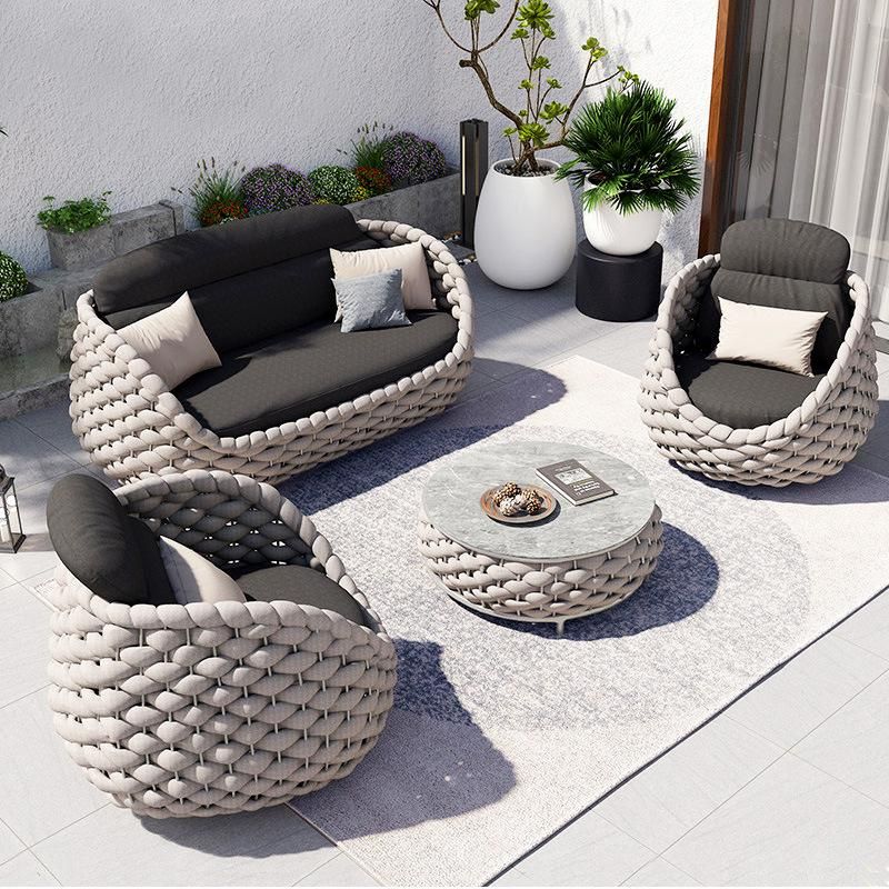 Outdoor Nordic Style Hotel Garden Balcony Furniture Set Aluminium Frame Sofa