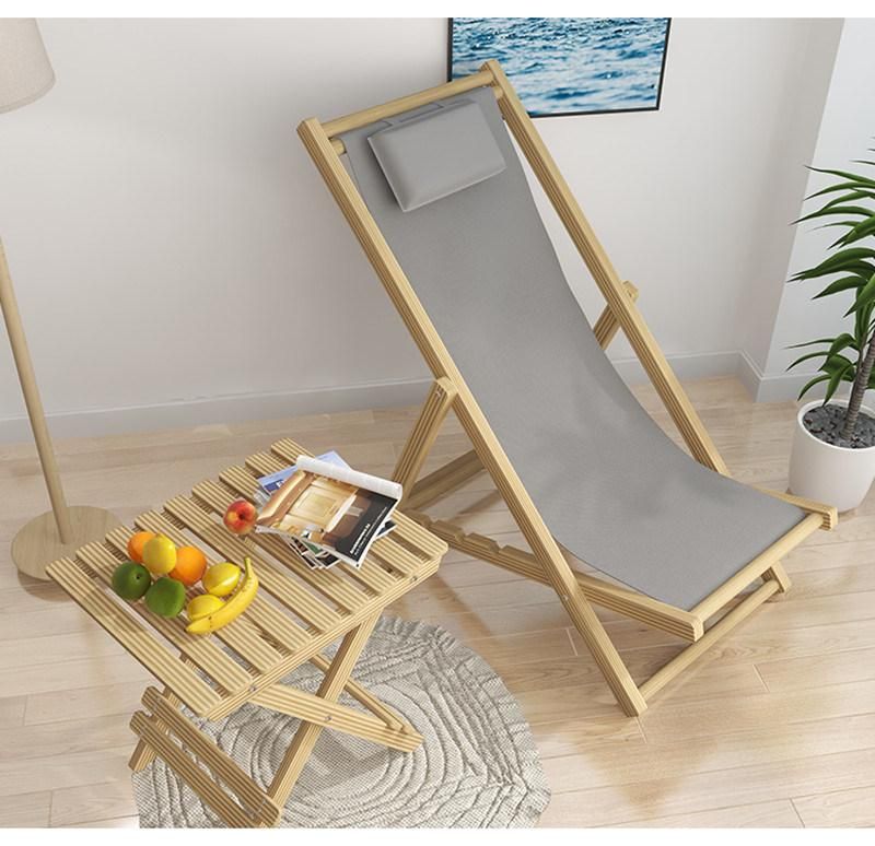 Foldable Furniture Solid Wood Canvas Folding Beach Outdoor Sling Chair