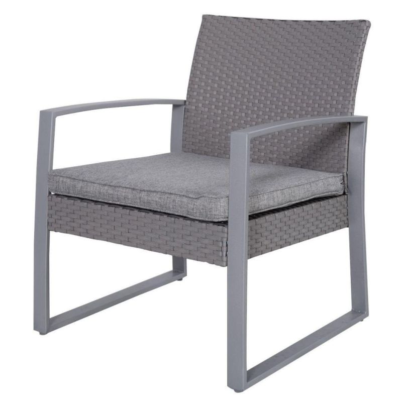 4PCS Patio Furniture Set Cushioned Outdoor Wicker Rattan Garden Lawn Sofa Seat (Dark Gray)