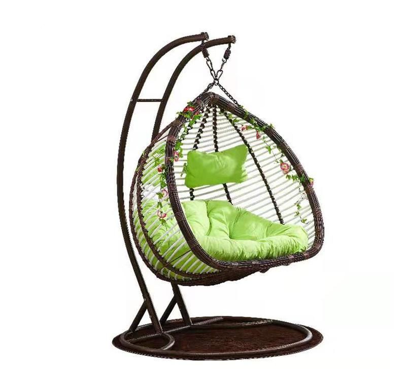 Customized Garden Double Warter Dropped Hanging Rattan Wicker Swing Chair