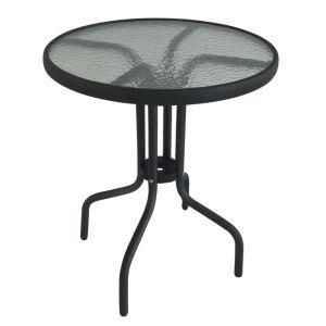 Metal Outdoor Furniture Steel Frame Tempered Glass Round Table