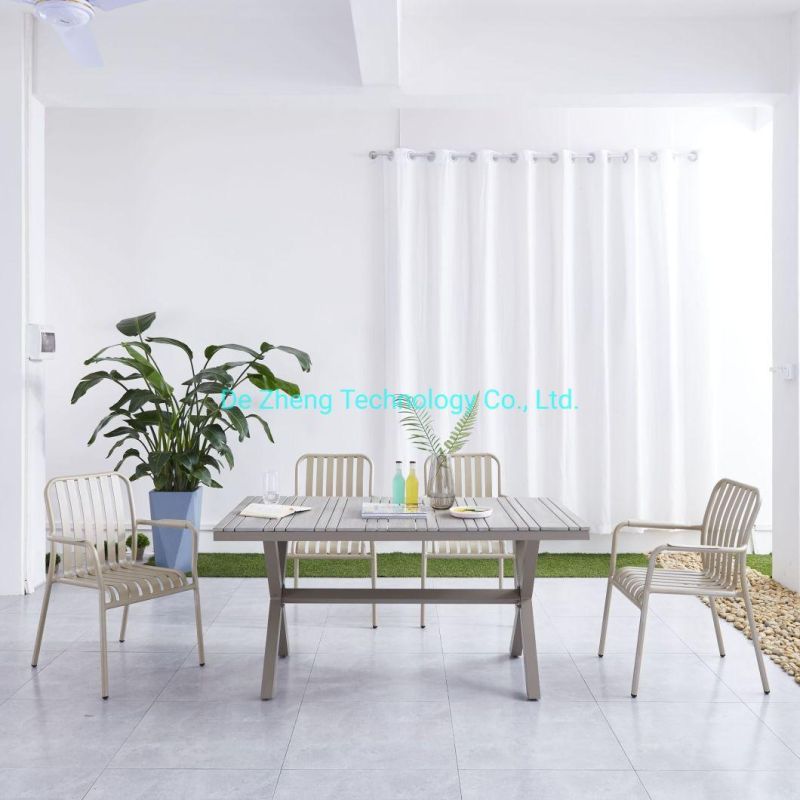 Best Selling Rectangle Outdoor Table and Chairs with Plastic Wood for Restaurant Hote
