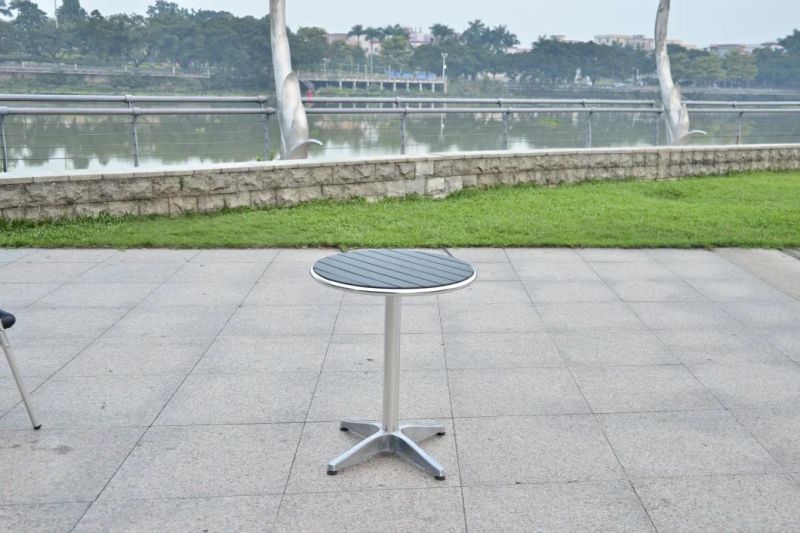 Commercial Dining Table Aluminum Poly Wood Top Outdoor Bistro Restaurant Table