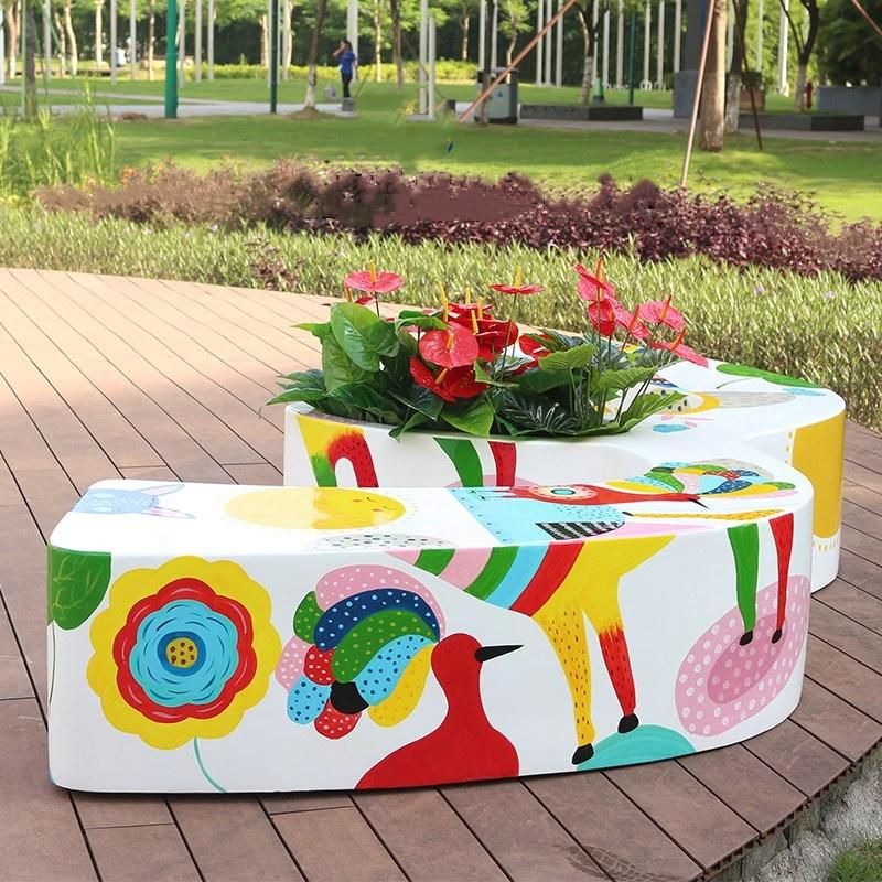Fiberglass Sculpture Bench Seating Shopping Mall Plaza Airport Terminals Decoration Furniture
