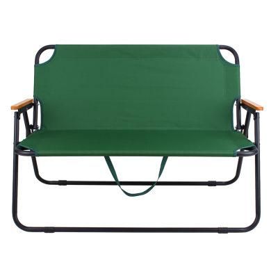 Outdoor Simple Folding Camping Beach Chair Aluminum Frame Double Seat with Back Pocket