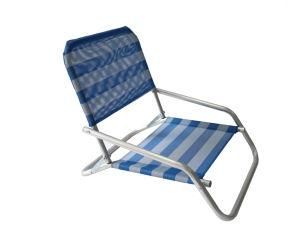 Low Seat Beach Chair Folding Chair Blue/White