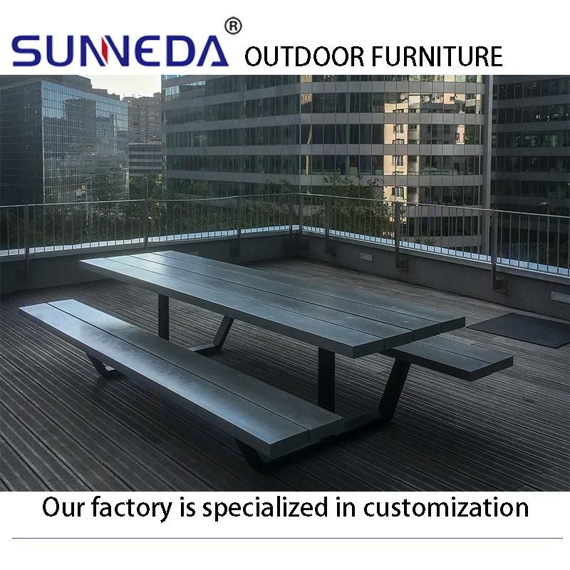 Aluminum Frame Durable Waterproof Anti-Aging Commercial Use Bench and Table Outdoor Set