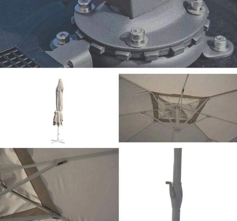 Outdoor UV Roman Umbrellea Waterproof Material Furniture 3*3m Handing Umbrella with LED Light Parasol