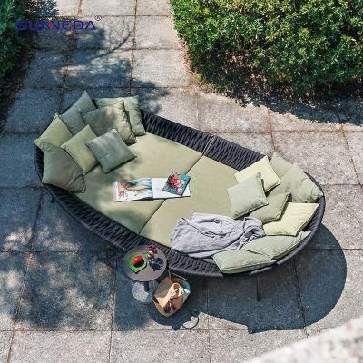 High Quality Comfortable Outdoor Wicker Daybed Furniture Patio Wicker Webbing Pool Garden Daybed