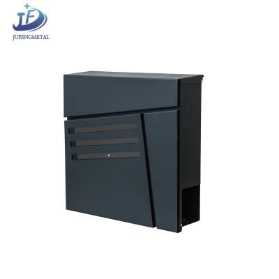 Modern Waterproof Durable Galvanized Steel Wall Mount Mailbox with Newspaper Holder