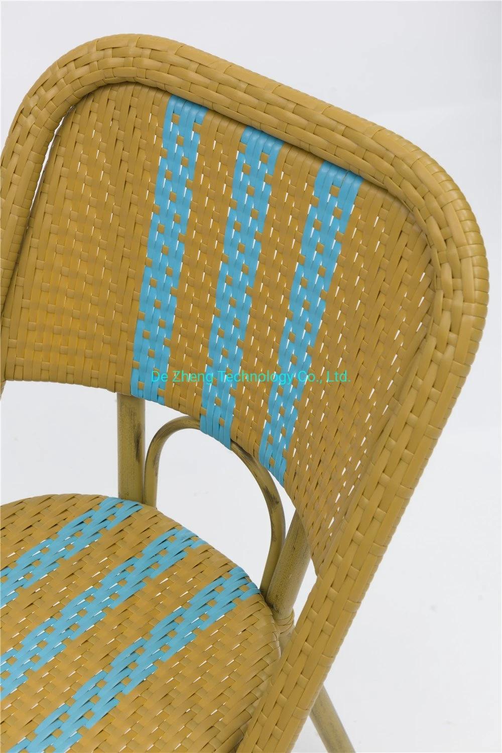 Modern Outdoor Furniture Weather Resistant Aluminum Frame Stackable Rattan Chair Balcony French Cafe Bistro Chair