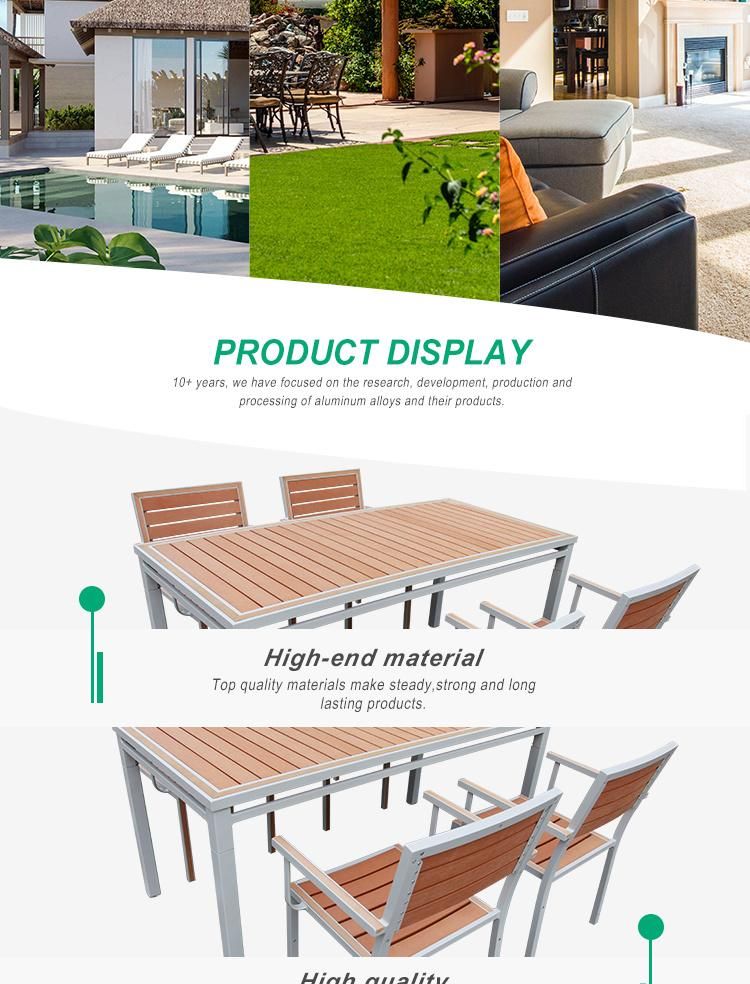 Aluminum Rectangular Dining Lounge Coffee Outdoor Bar Table and Stools