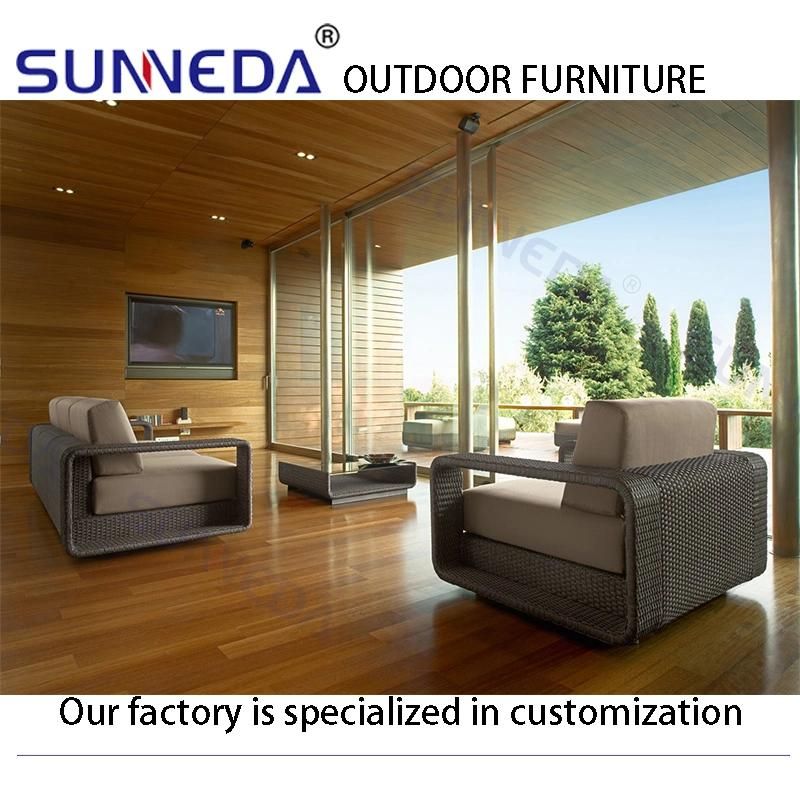 Outdoor Garden Full Aluminum Frame Rattan Wicker Table and Chair Sofa Combination
