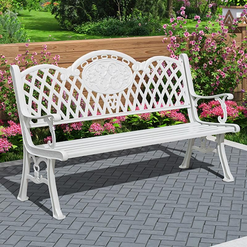 Public Garden Rose Pattern Bench Cast Aluminum Long Chair
