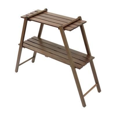 Outdoor Two Layers Garden Camping Folding Wooden Table