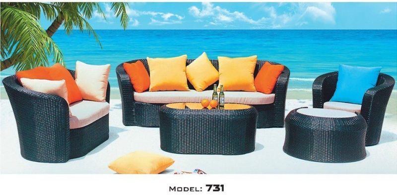Wholesale PE Woven Outdoor Rattan Sofa Table Set Patio Furniture