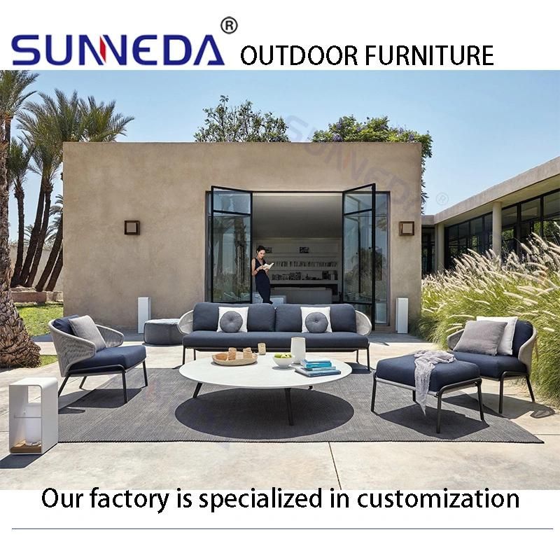 Balcony Rope Woven Rattan Sofa Set Leisure Luxury Chair Patio Outdoor Garden