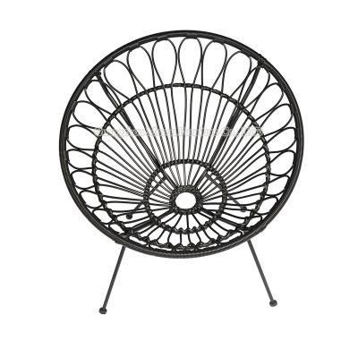 Patio Poly Rattan Metal Modern Style Egg Shape Moon Seat Set Acapulco Chair