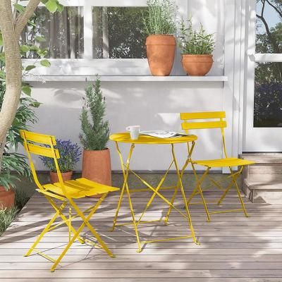 Weather-Resistant Metal Garden Set Outdoor Indoor Patio Folding Bistro Set