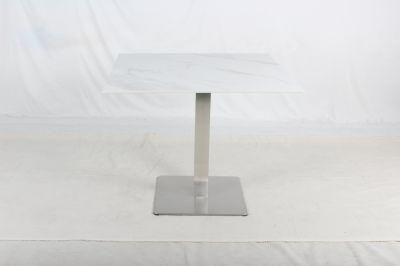 Square Stainless Steel Base Marble Top Dining Table Outdoor Furniture