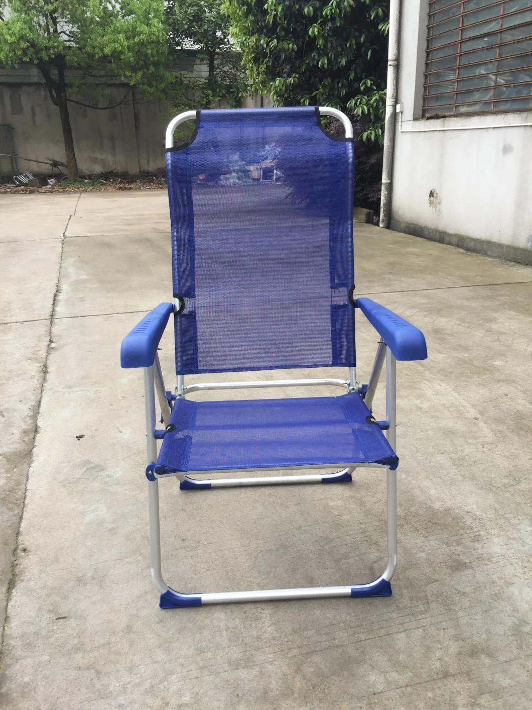7 Level Adjustable Backrest Beach Chair, Indoor and Outdoor Folding Armrest Sling Chair for Sale